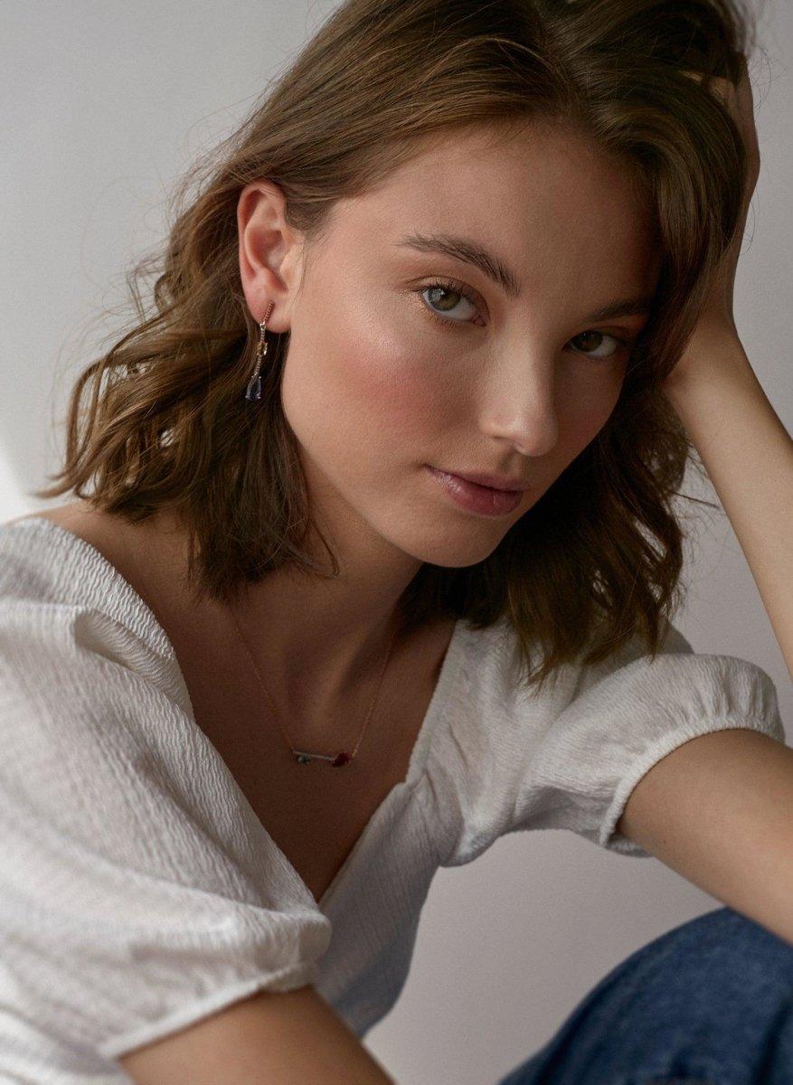 colliers avec pierres en argent design linear rose et LINEARGENT