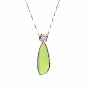 Collares con piedras plata diseño tono verde