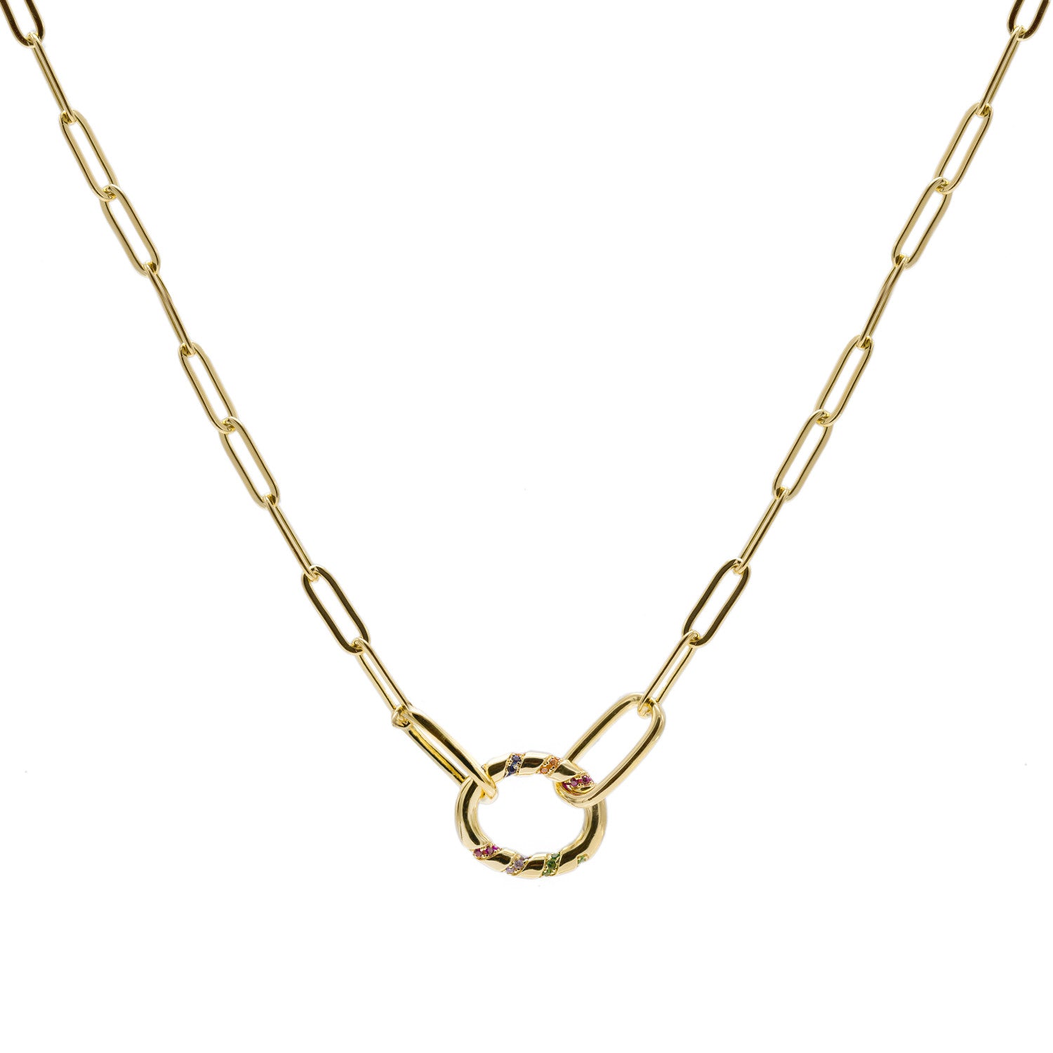 Collares de plata diseño circular paper clip-LINEARGENT