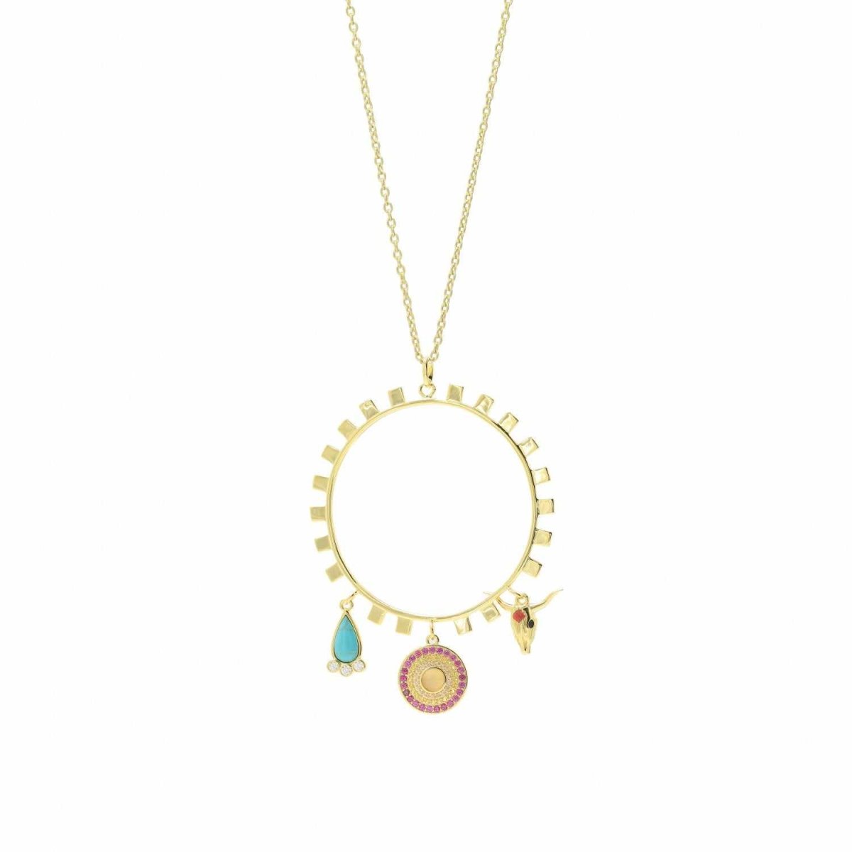 Collares de plata grandes diseño cirucular cabra-LINEARGENT