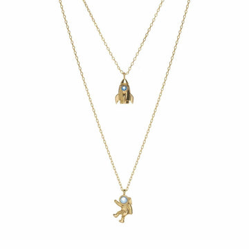 Collares dobles de plata diseño espacial