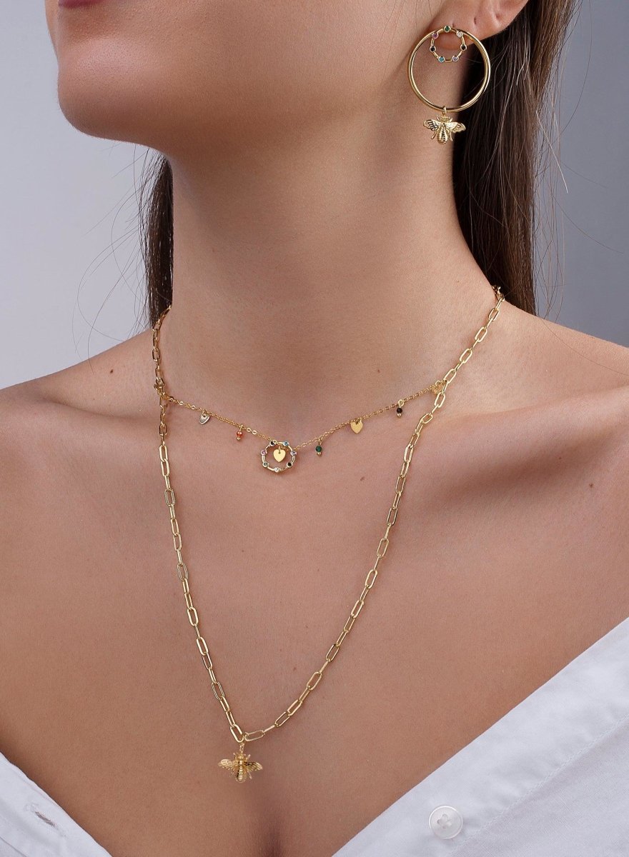 Collares dobles en plata motivo de mosca