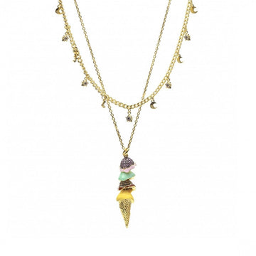 Collares dobles motivo de varios charms bañados en oro