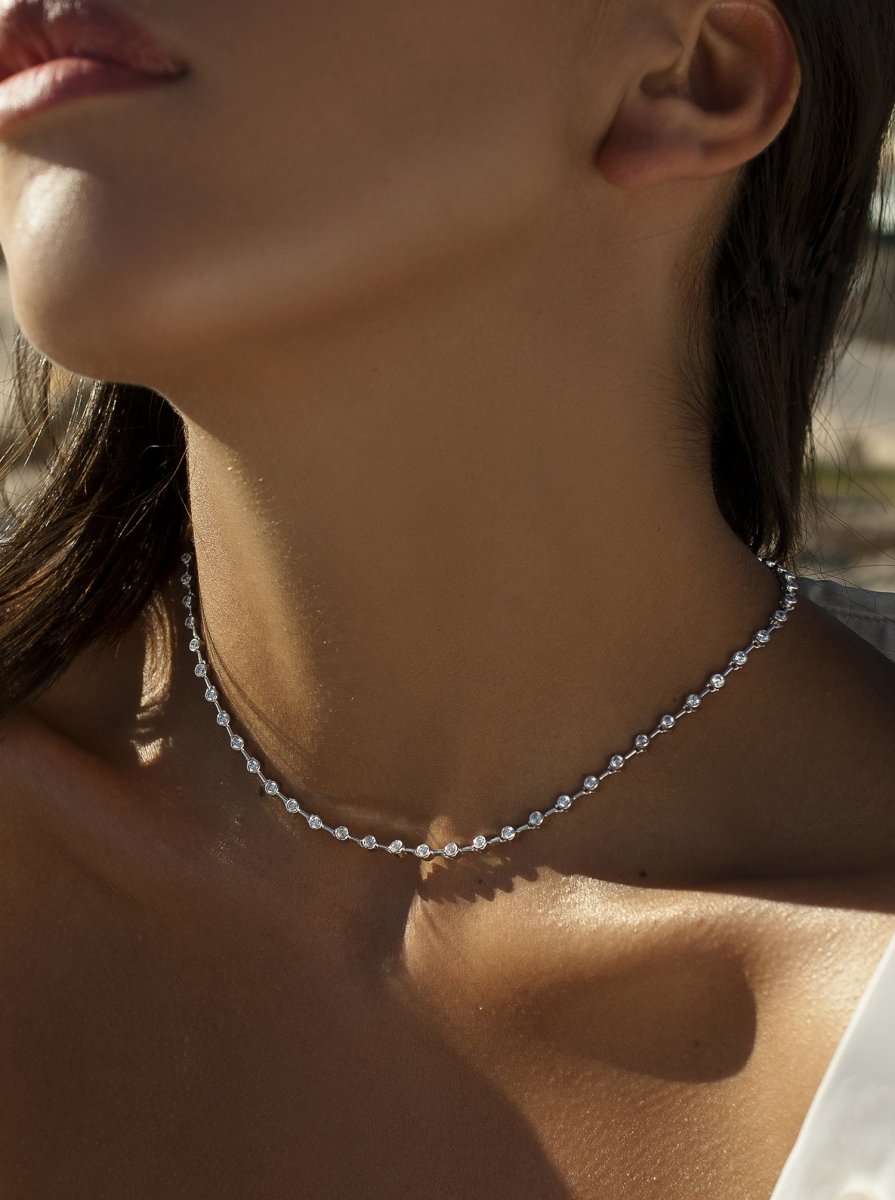 Collares fiesta cortos con circonitas pequeñas