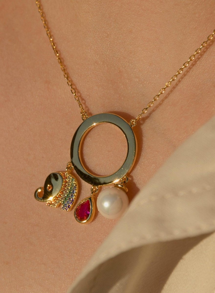 Collares plata originales baño en oro diseño elefante-LINEARGENT