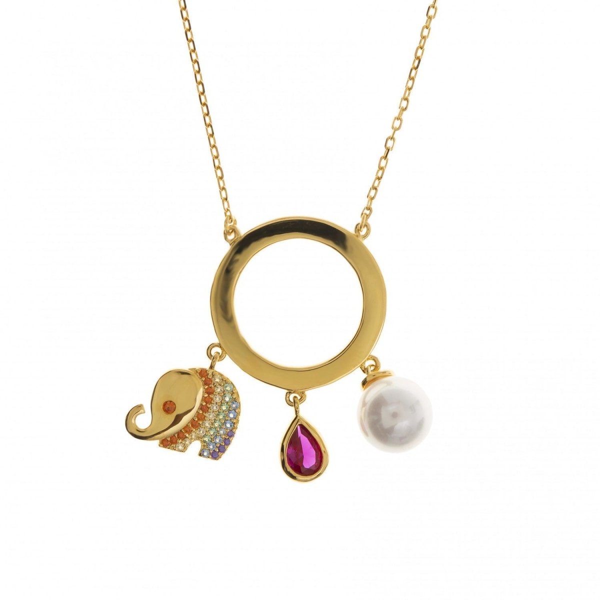 Collares plata originales baño en oro diseño elefante-LINEARGENT