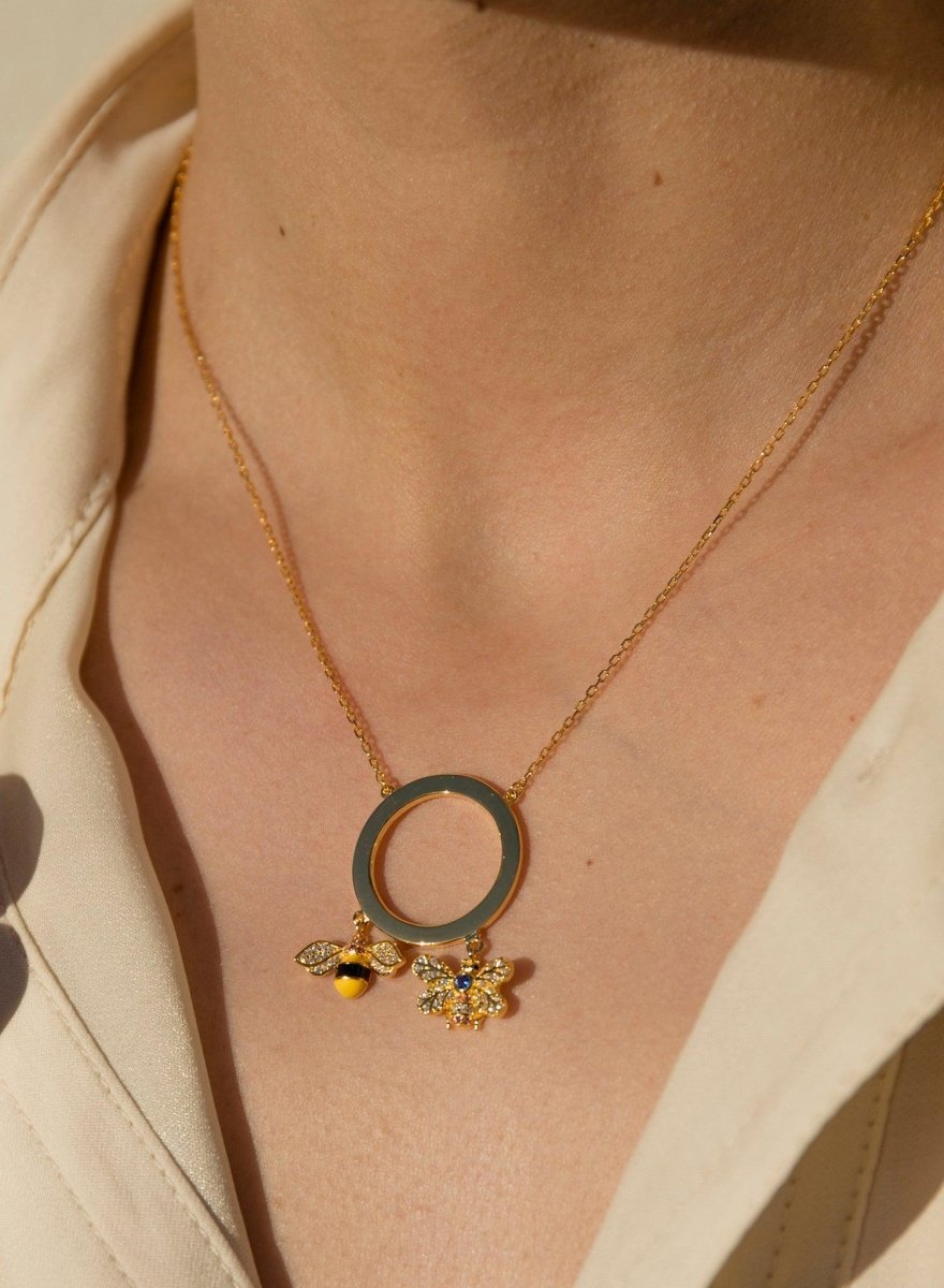 necklaces silver original gold  in design insects