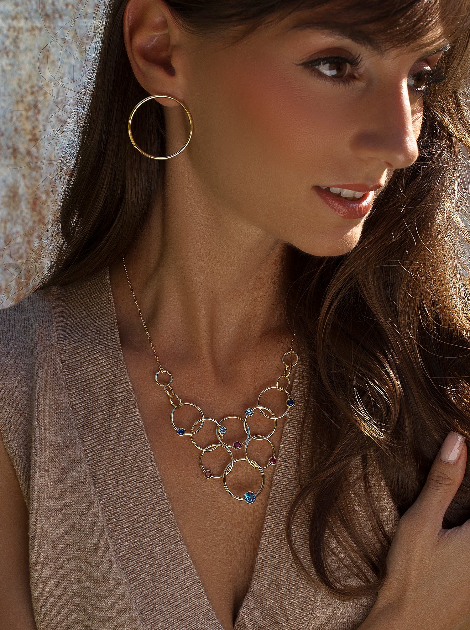 Collares plata originales de plata diseño círculos entrelazados