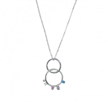 Collares plata originales diseño doble aro con esmalte