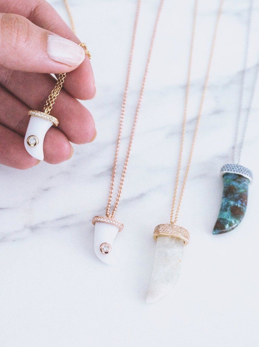 Collares plata originales diseño horn con circonita-LINEARGENT