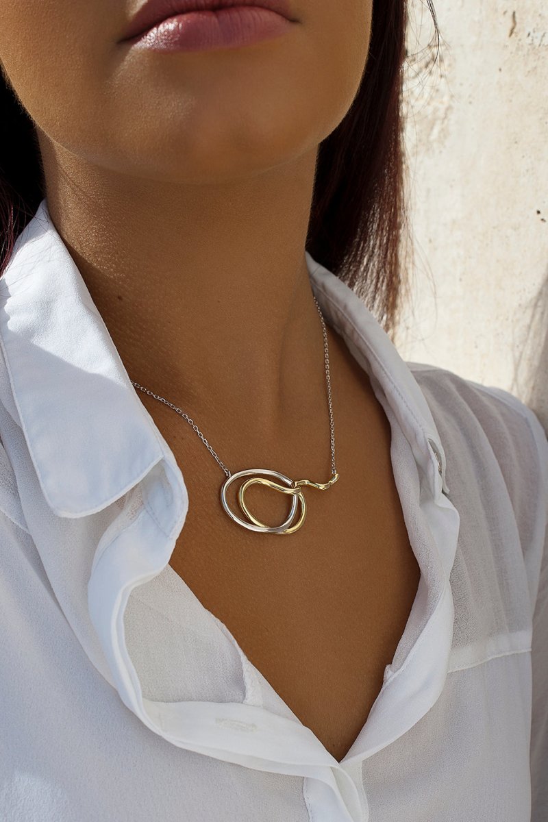 Collares plata originales diseño irregular bicolor