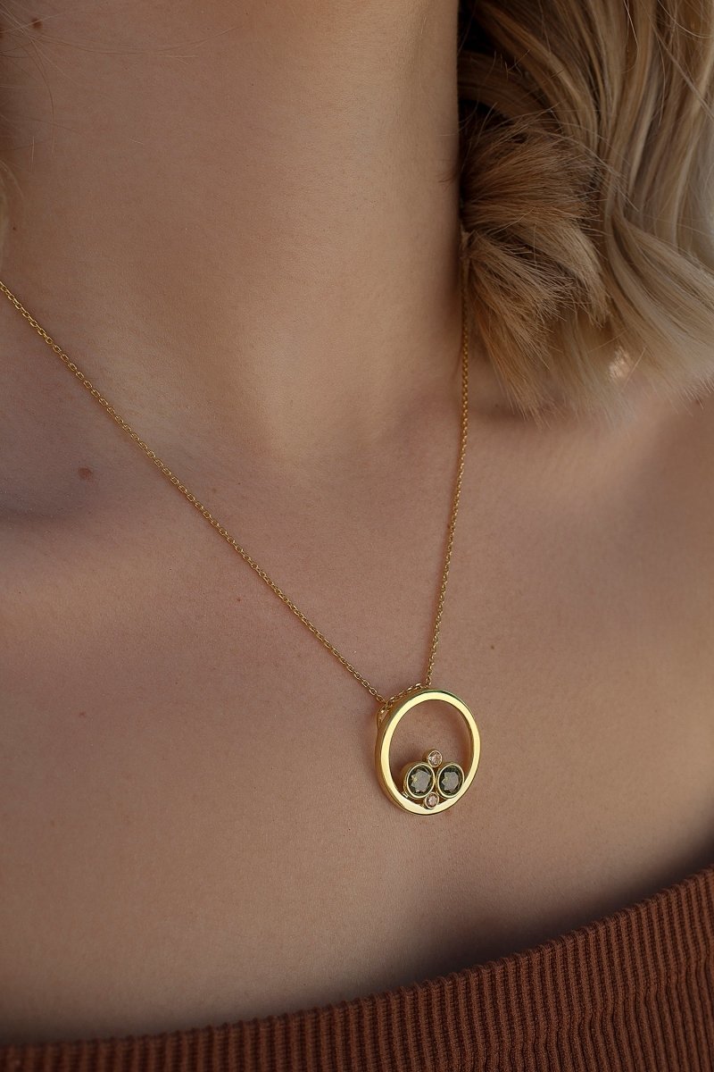 Collares plata originales estilo circular con gemas-LINEARGENT