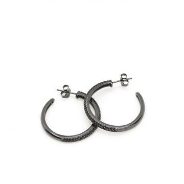 Pendientes aro baño rutenio con circonitas negras modelo grande