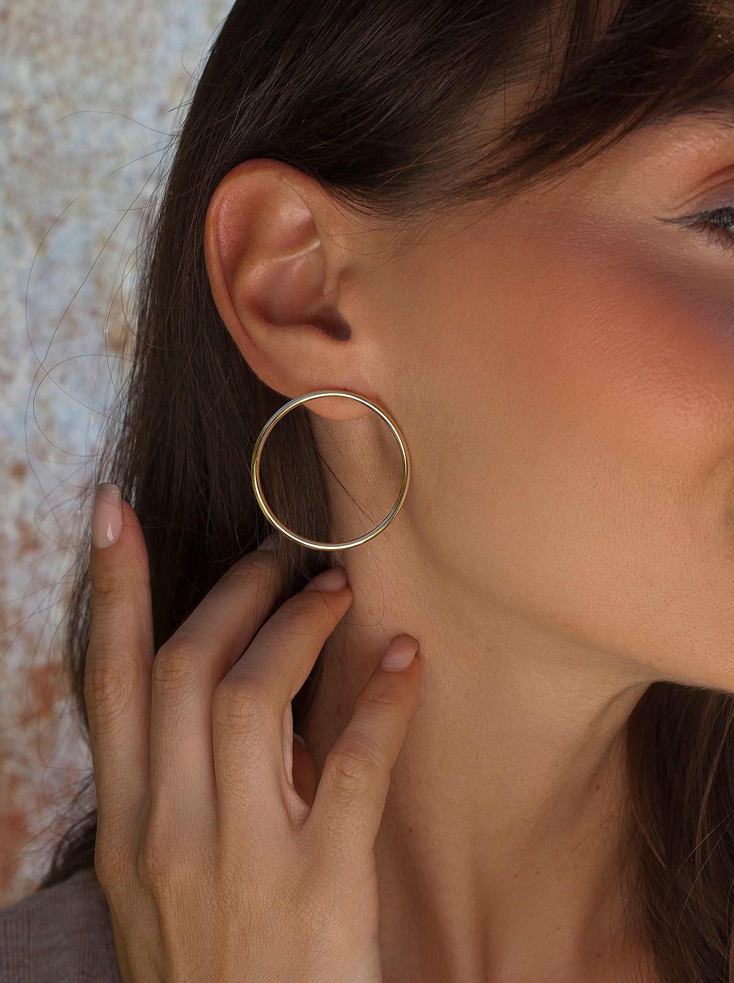 Pendientes aro de plata bañada en oro diseño circular