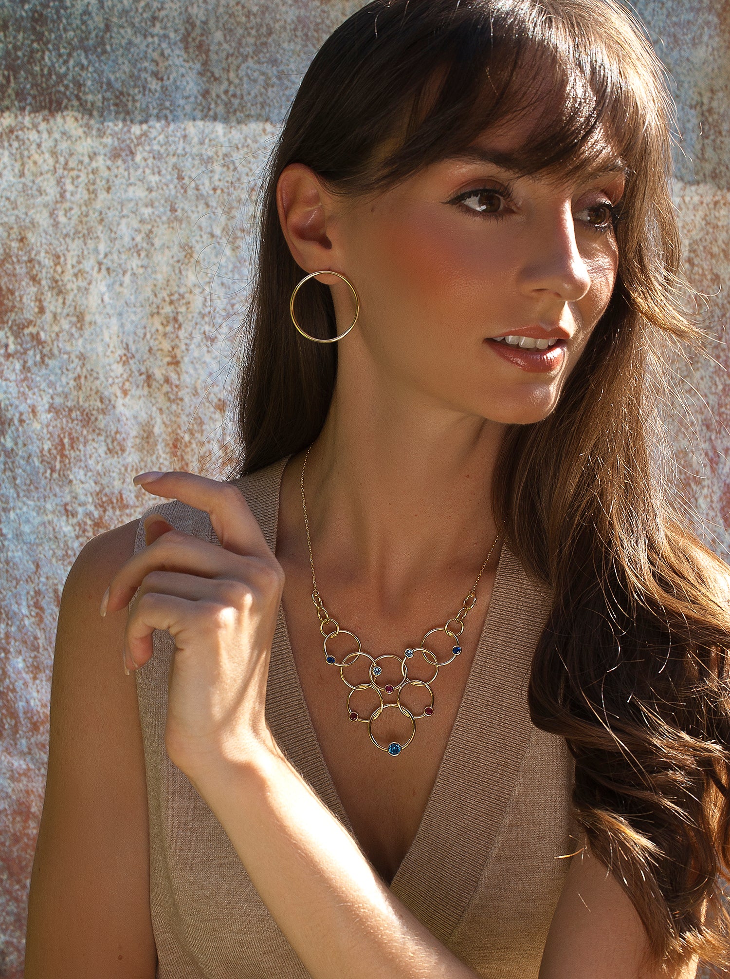 Pendientes aro de plata bañada en oro diseño circular