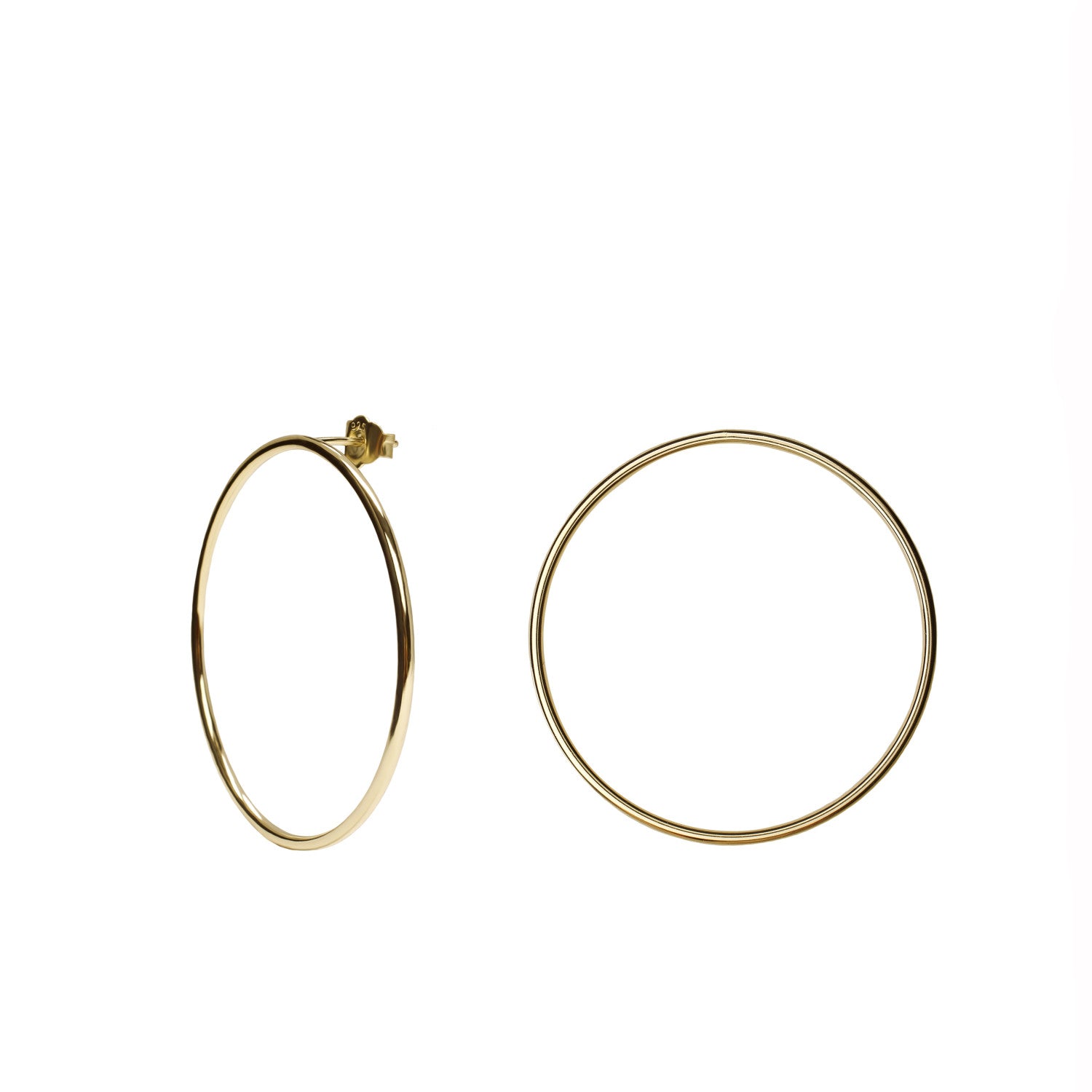 Pendientes aro de plata bañada en oro diseño circular-LINEARGENT