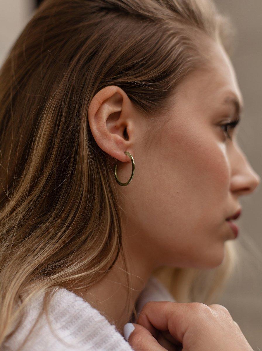 Boucles d'oreilles créole de argent plaqué or design classique et LINEARGENT