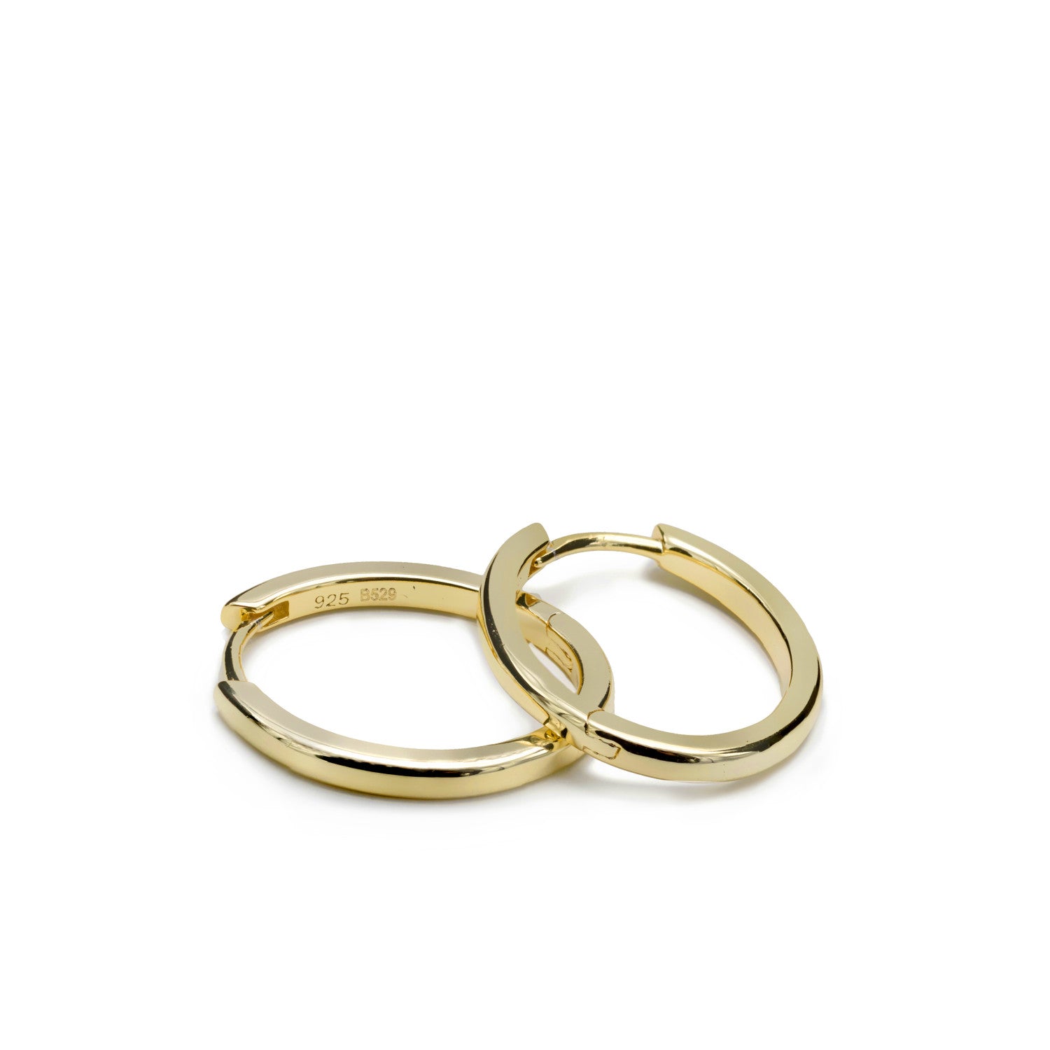 Pendientes aro de plata bañada en oro diseño ovalado-LINEARGENT