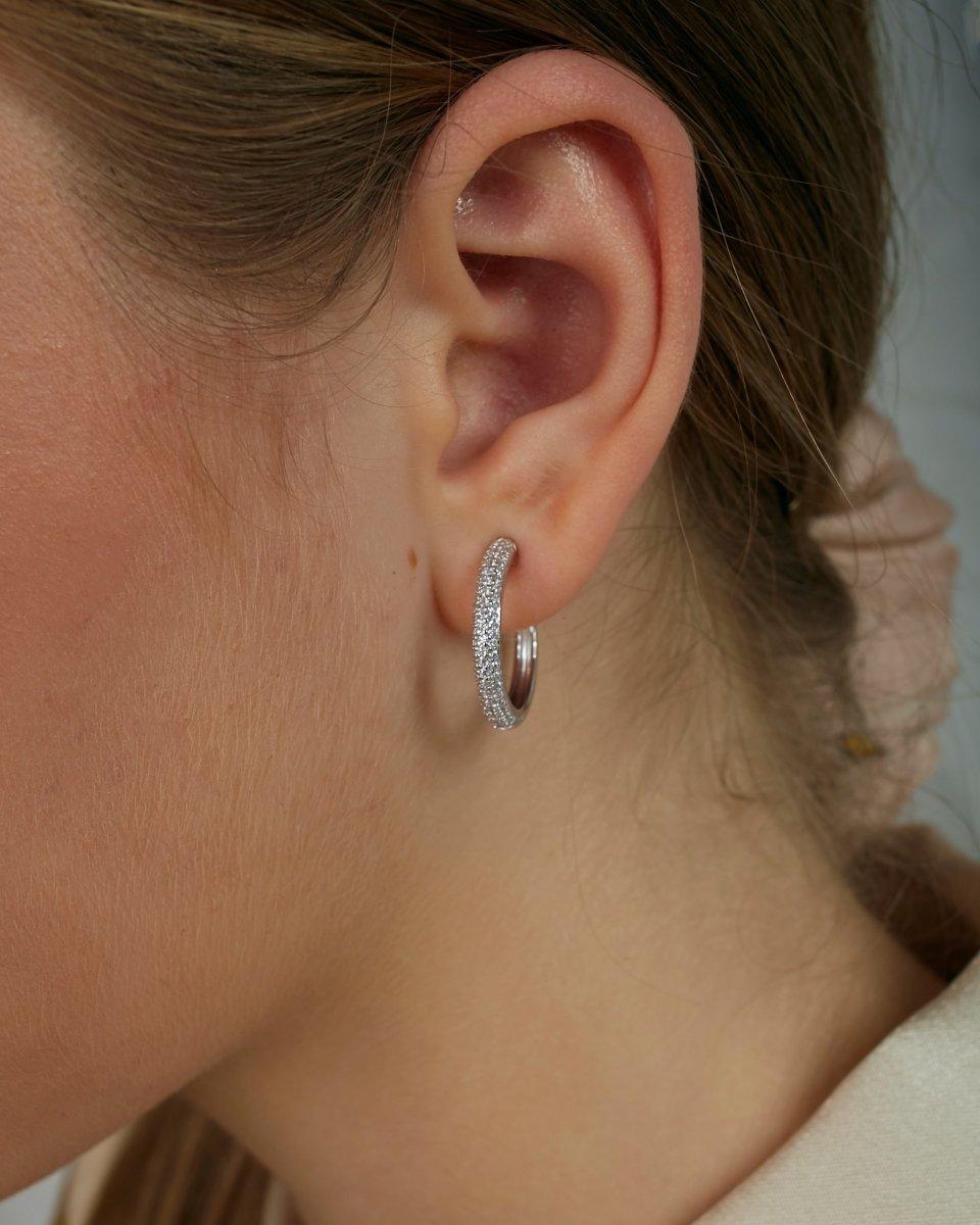 Pendientes aro de plata circonitas blancas modelo grande-LINEARGENT