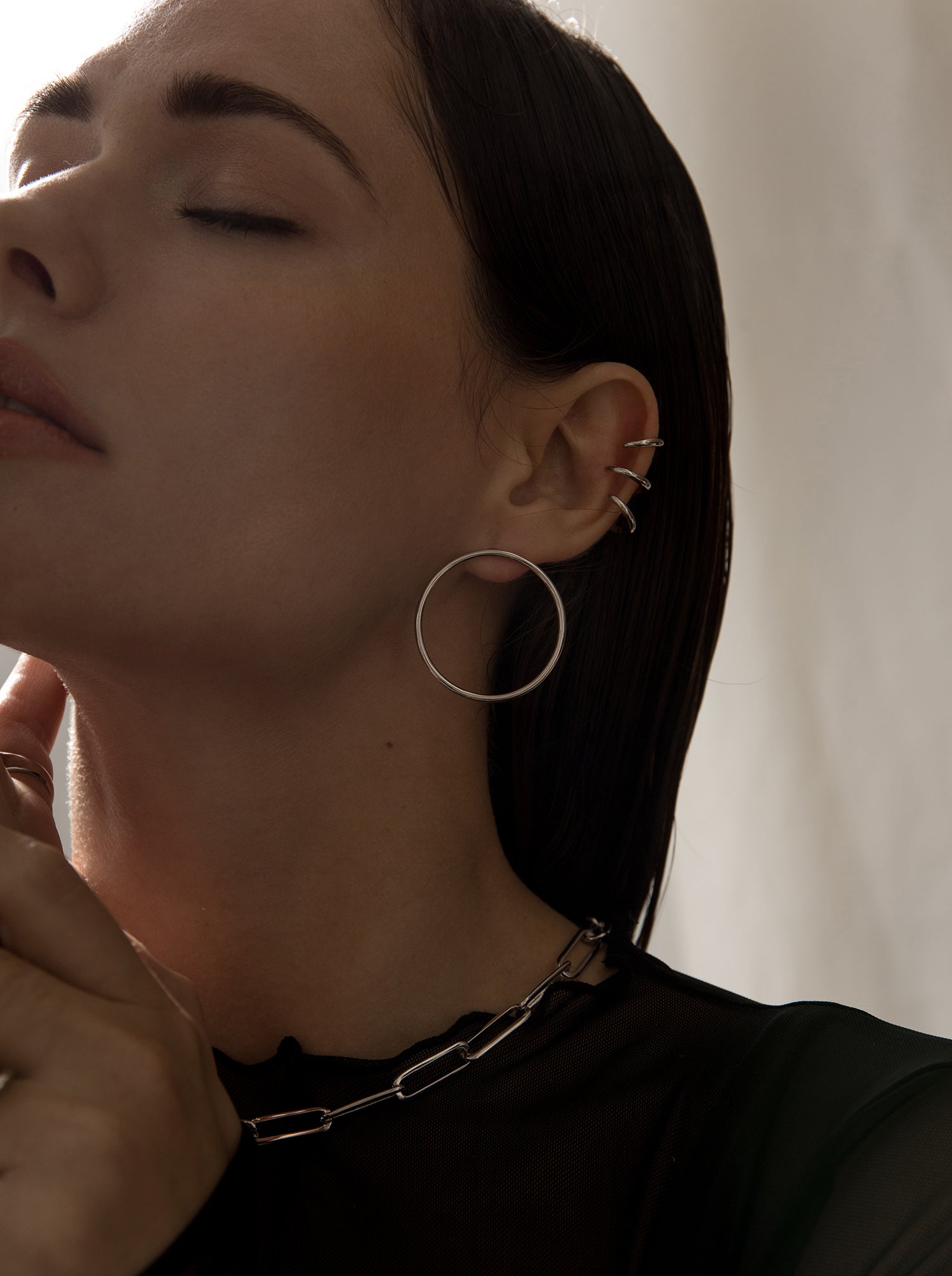 Pendientes aro de plata diseño circular