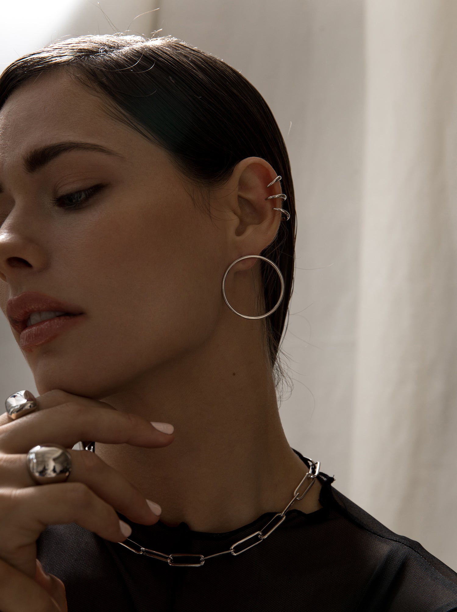 Pendientes aro de plata diseño circular
