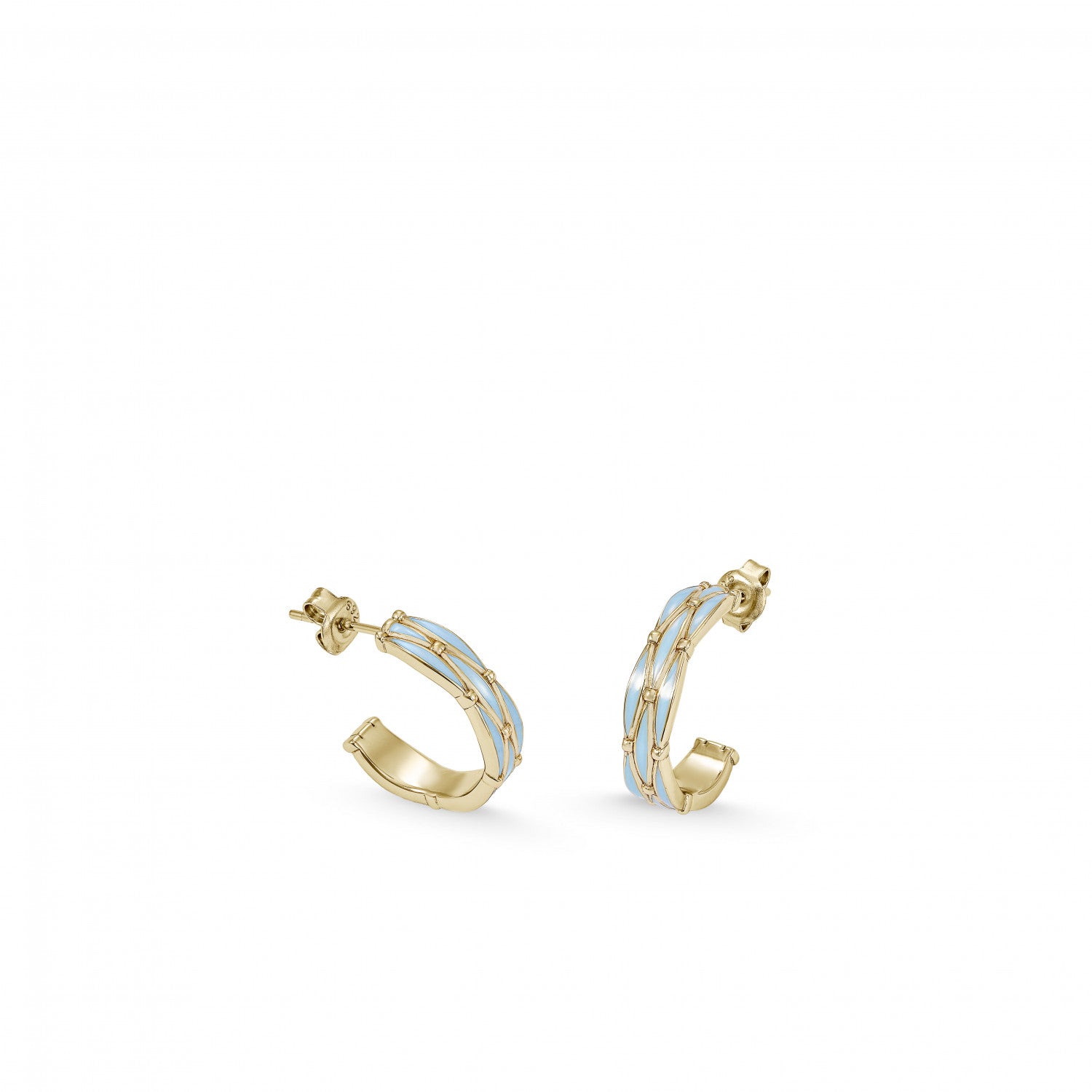 Pendientes aro de plata diseño esmalte turquesa-LINEARGENT