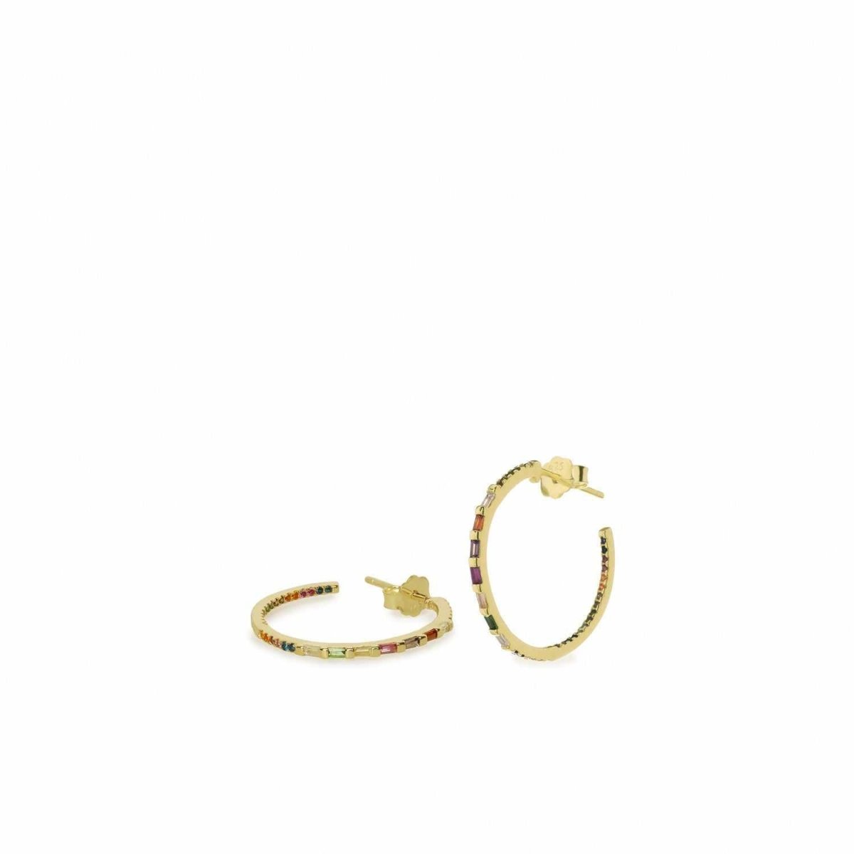 Pendientes aro de plata diseño fino dorados-LINEARGENT