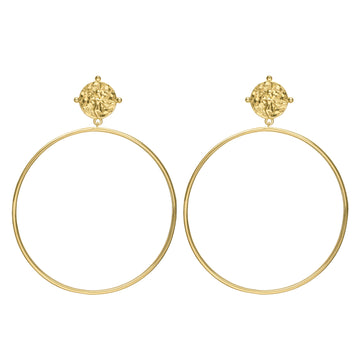 Pendientes aro de plata grandes diseño dorado