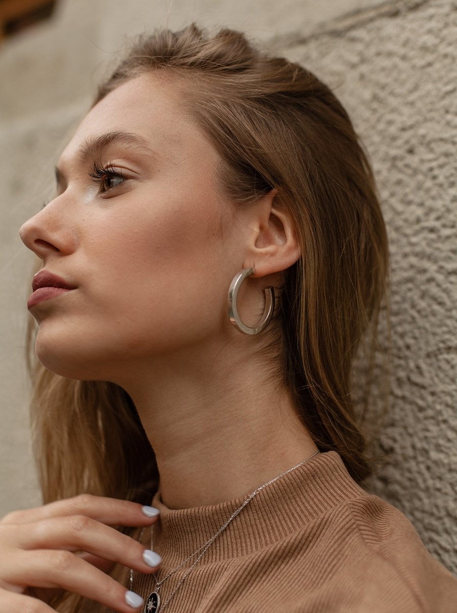 Pendientes aro de plata grandes gruesos y cuadrados