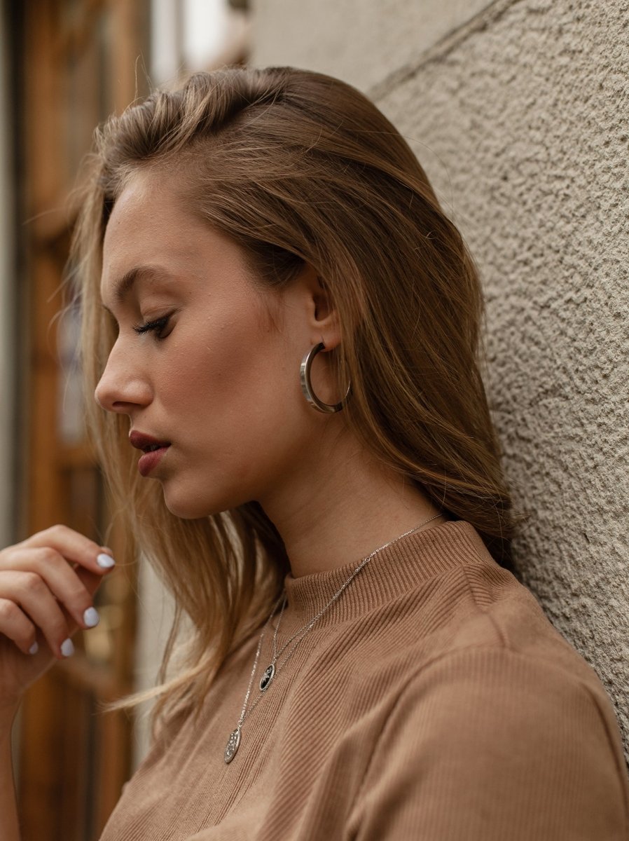 Pendientes aro de plata grandes gruesos y cuadrados