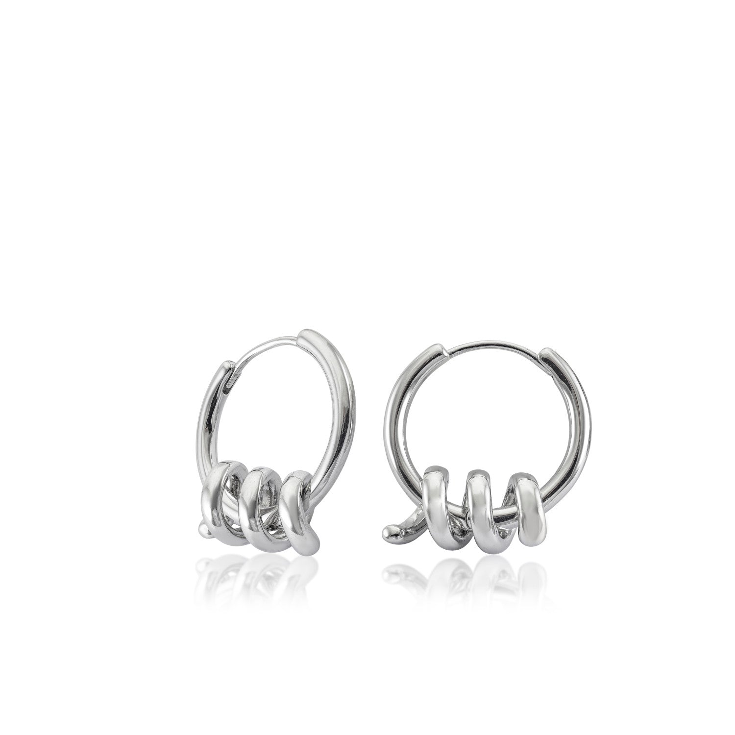 Pendientes aro de plata lisa con motivo de espiral-LINEARGENT