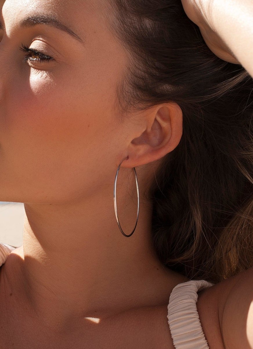 earrings hoop Smooth Silver Large design tubular