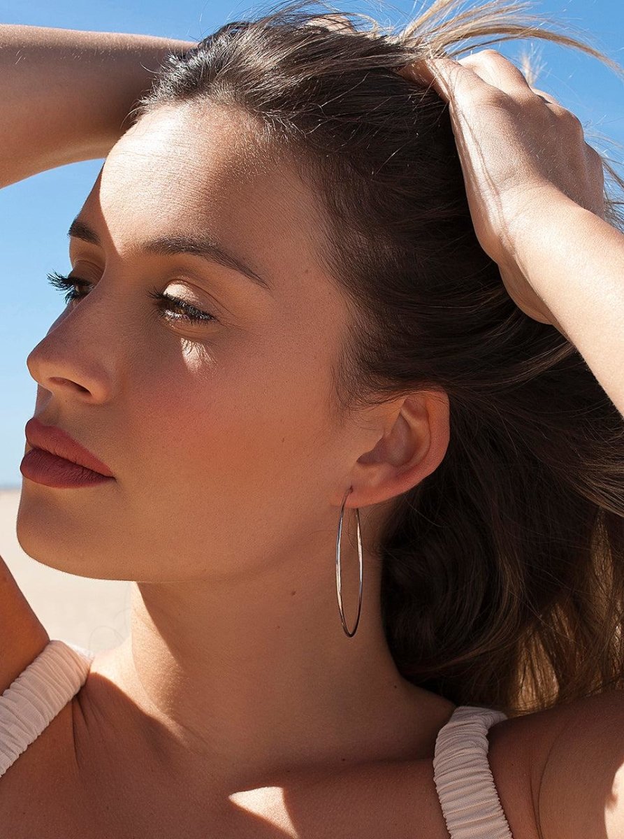 earrings hoop Smooth Silver Large design tubular