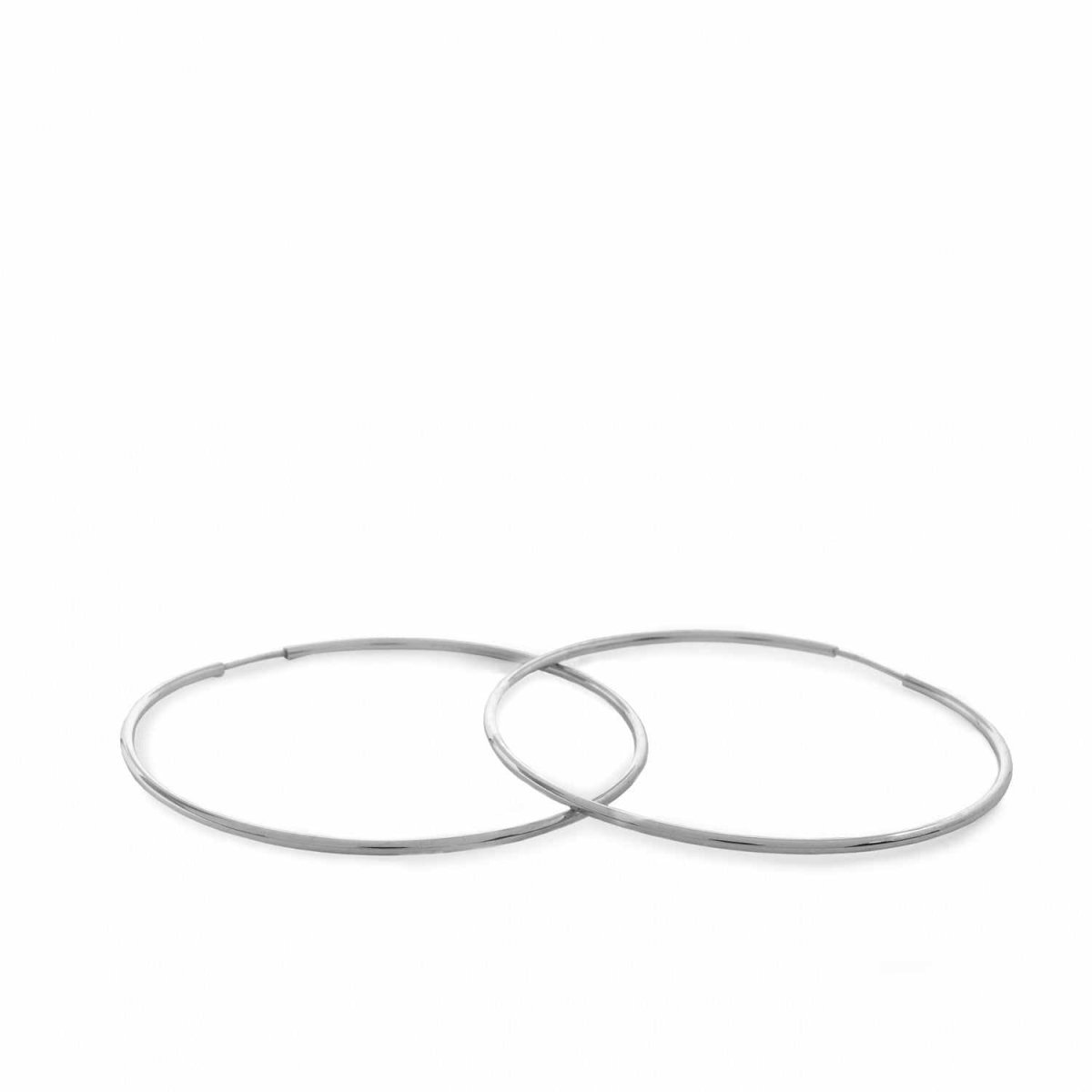 Pendientes aro de plata lisa grandes diseño tubular-LINEARGENT