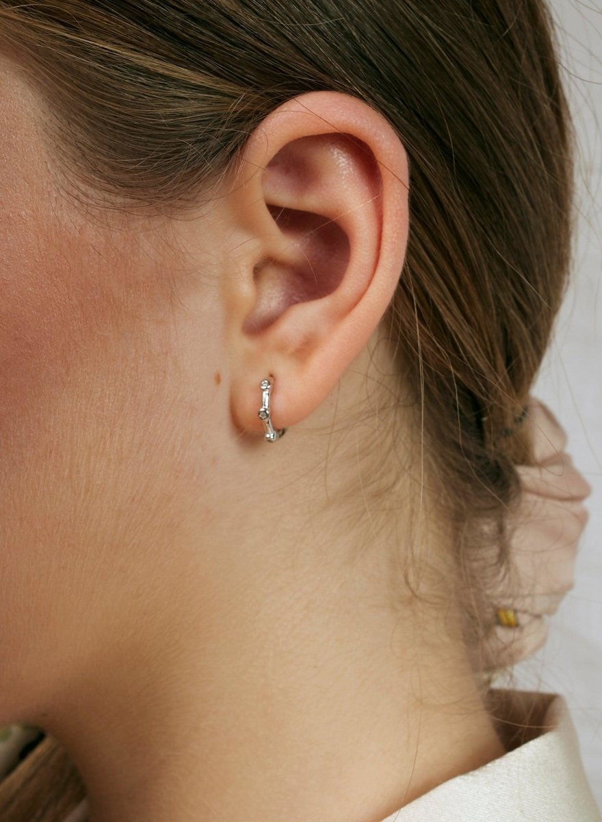 Boucles d'oreilles créole de argent motif triple LINEARGENT