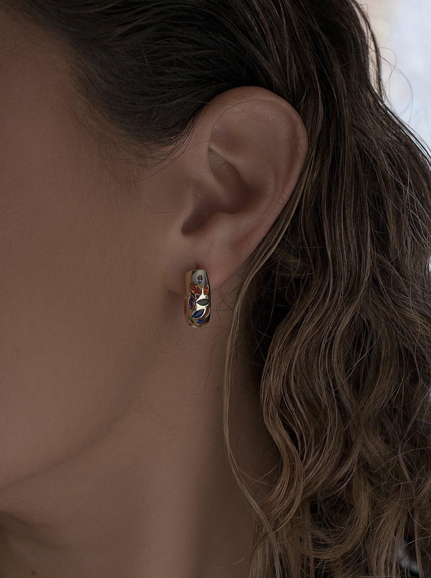 Pendientes aro diseño mosaico multicolor