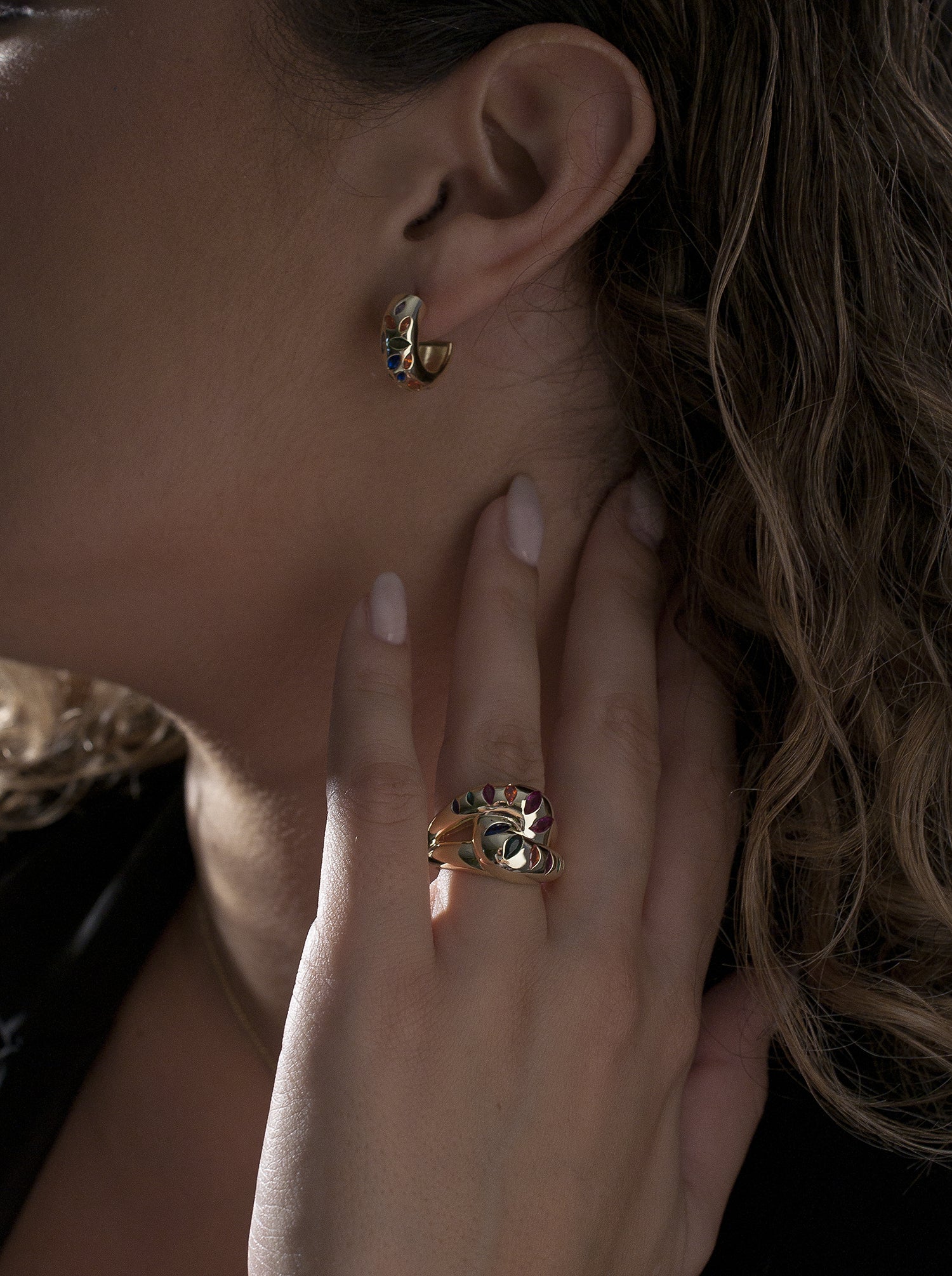 Pendientes aro diseño mosaico multicolor