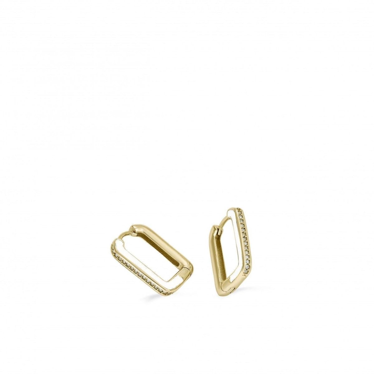 Pendientes aro esmalte en plata diseño cuadrado blanco-LINEARGENT