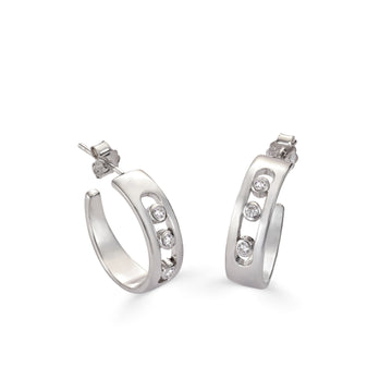 Pendientes aro estilo rectangular con circonitas centrales