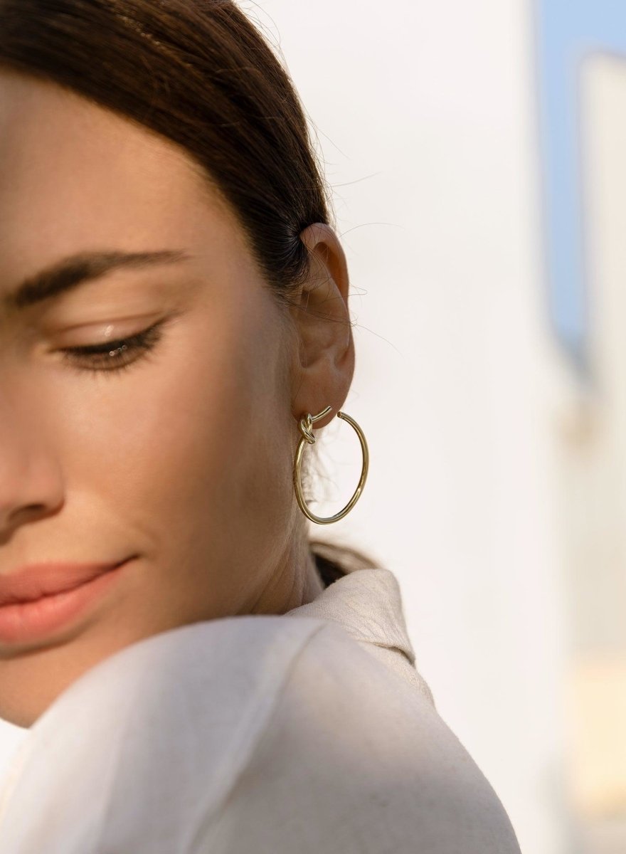 Boucles d'oreilles créole originaux plaqués  or design nœud la LINEARGENT