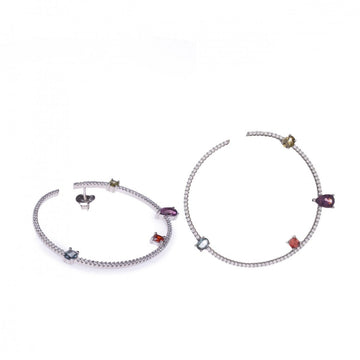Pendientes aro originales con gemas disposición irregular multicolor