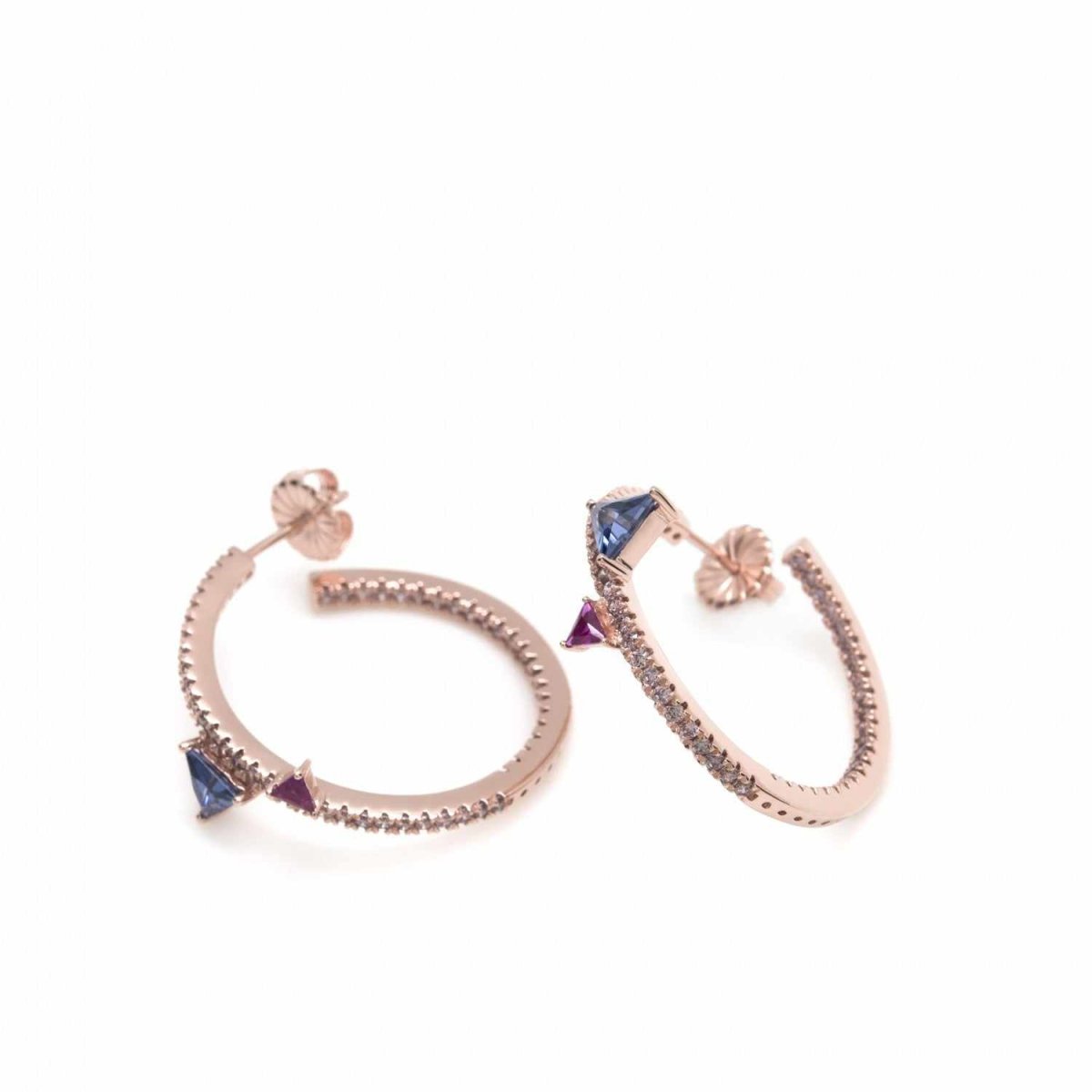 Boucles d'oreilles créole originaux design rail de zircons et LINEARGENT