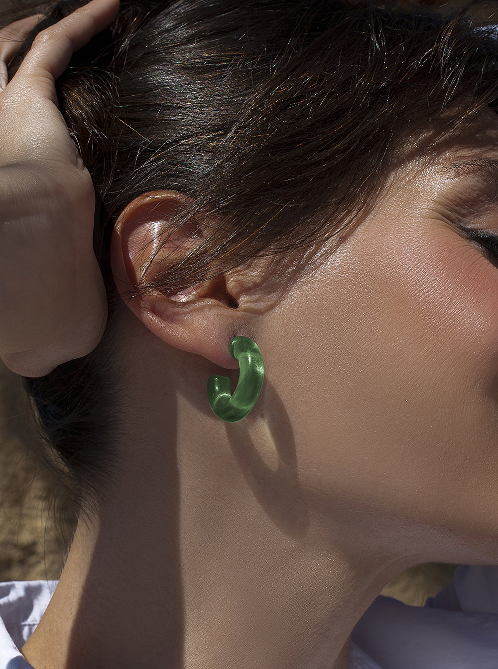 Pendientes aro originales en tono verde
