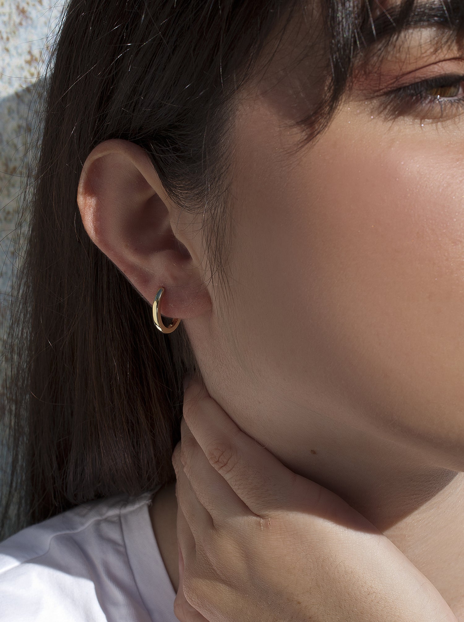 earrings hoop small gold  in  silver design oval