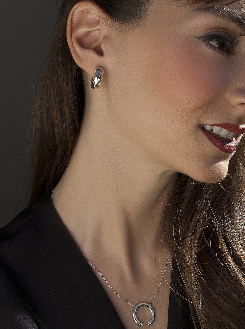 Pendientes aro pequeños diseño grueso con circonitas