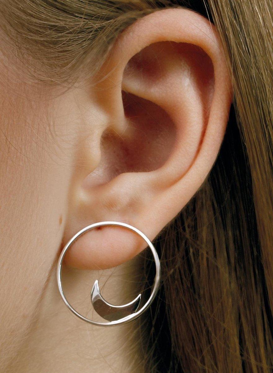 Pendientes aro plata circular frontal con motivo de estrella-LINEARGENT