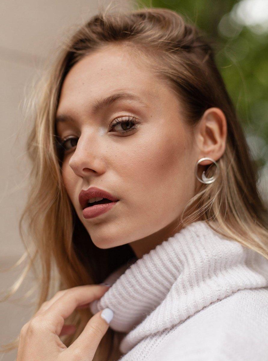 Boucles d'oreillescirculaire argent  créole  avec LINEARGENT