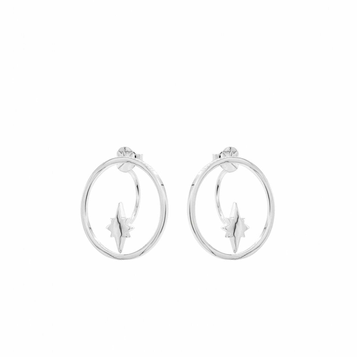 Pendientes aro plata circulares con estrella polar-LINEARGENT