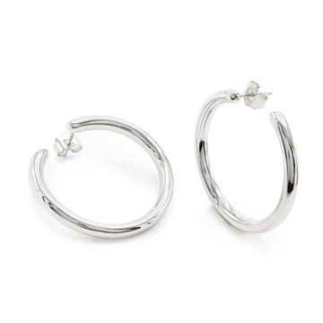 Pendientes aro plata lista diseño tubular y lateral