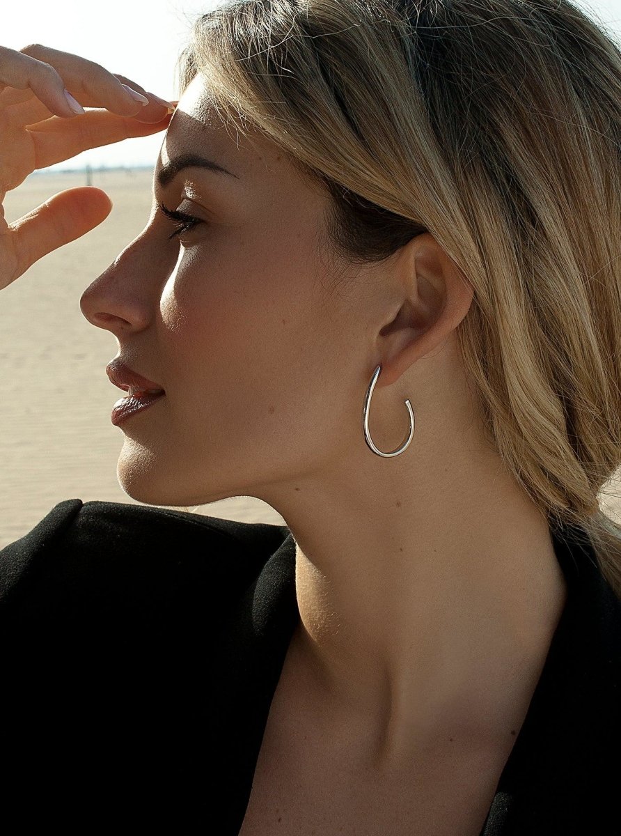 Boucles dlisse oreilles semi-ouvertes créole  et argent taille moyenne